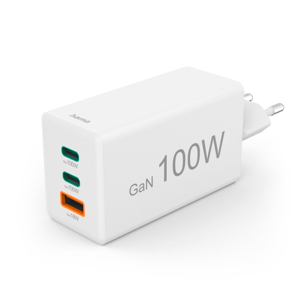 Hama Snellader Gan 2X Usb C Pd 1X Usb A Qc 100W Wit