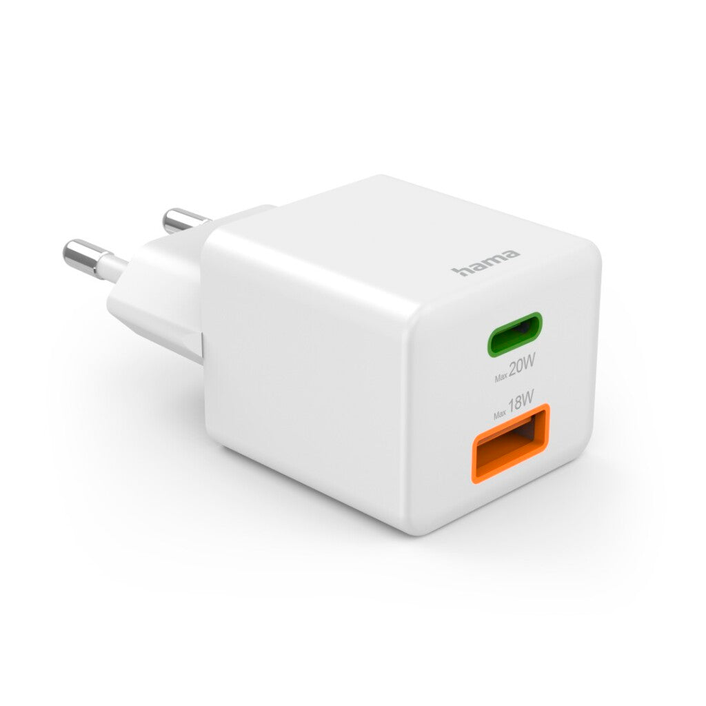 Hama Snellader 1X Usb-C Pd 1X Usb-A Qc Mini-Oplader 20 W Wit