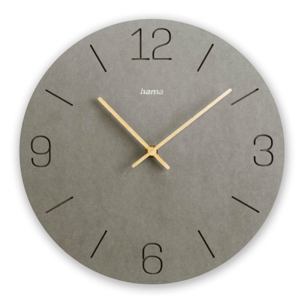 Hama Wandklok Kreta Met Gegraveerde Cijfers 30 Cm Mdf/Grijs/Goud