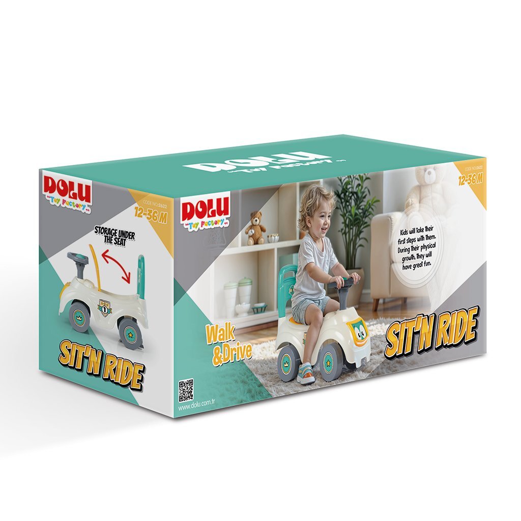 Dolu Loopauto Wit/Groen/Geel