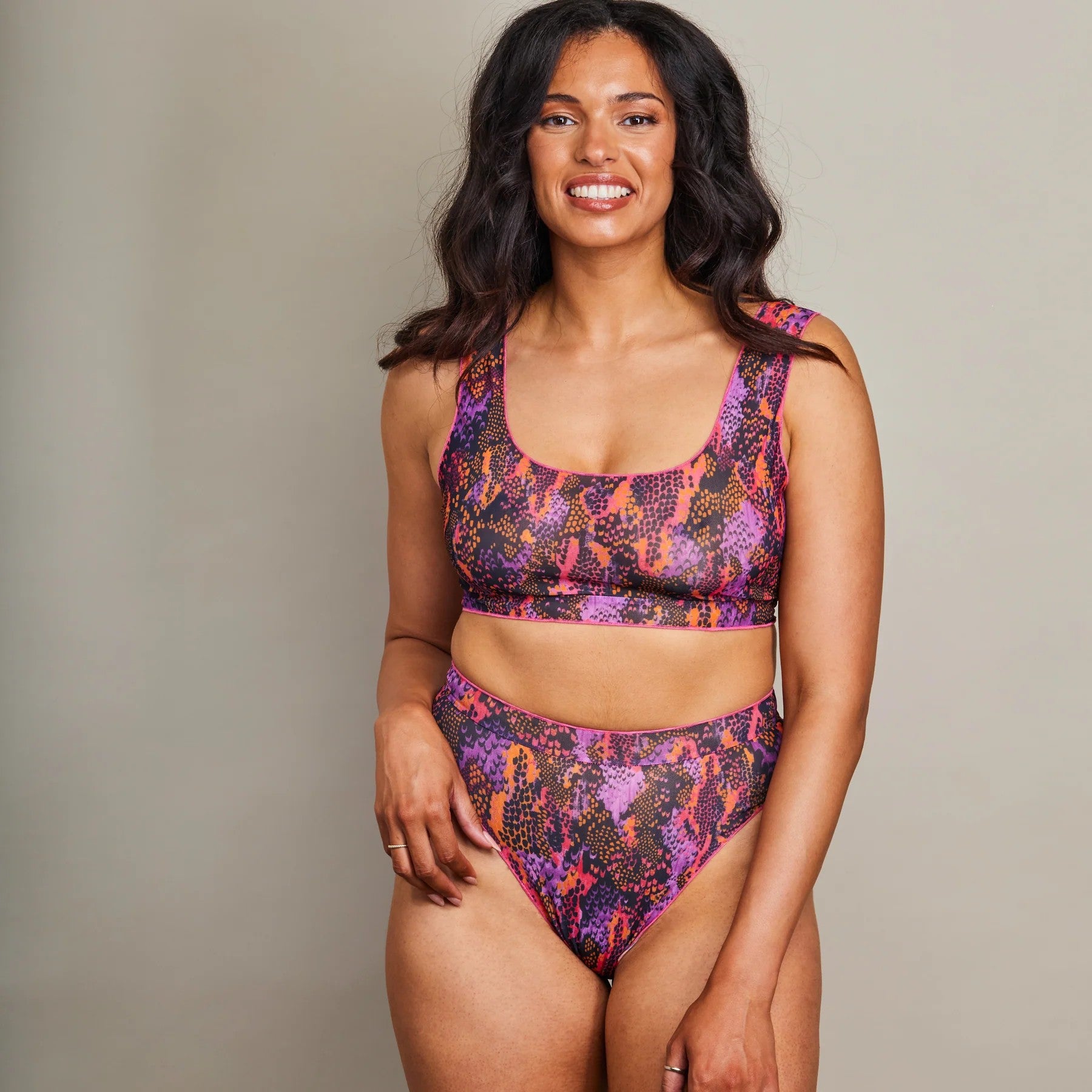 Tan Through Crop Top Bikini Set - Anima
